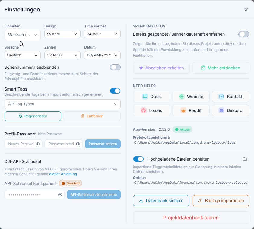 DJI Log-Einstellungen